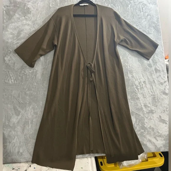 Everlane the ribbed wrap midi 3/4 sleeve dress - Picture 2 of 12